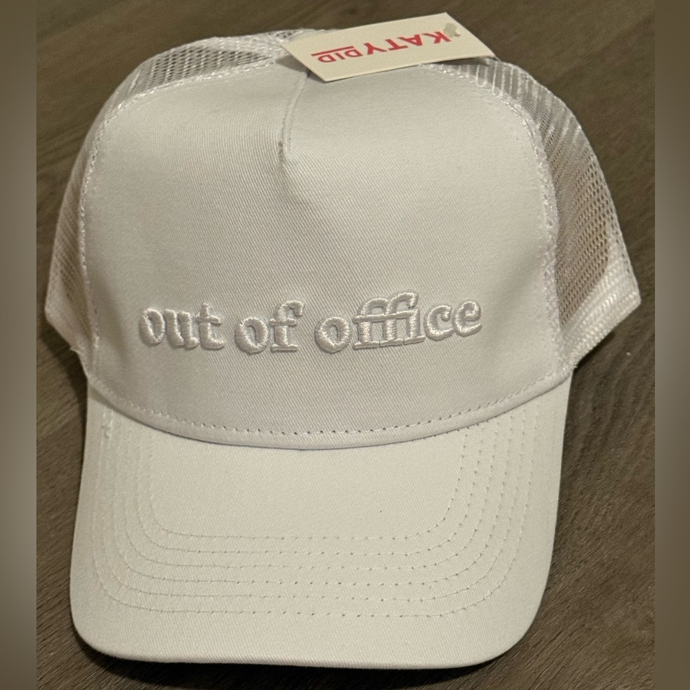 NWT Katydid White 'Out of Office' Trucker Hat